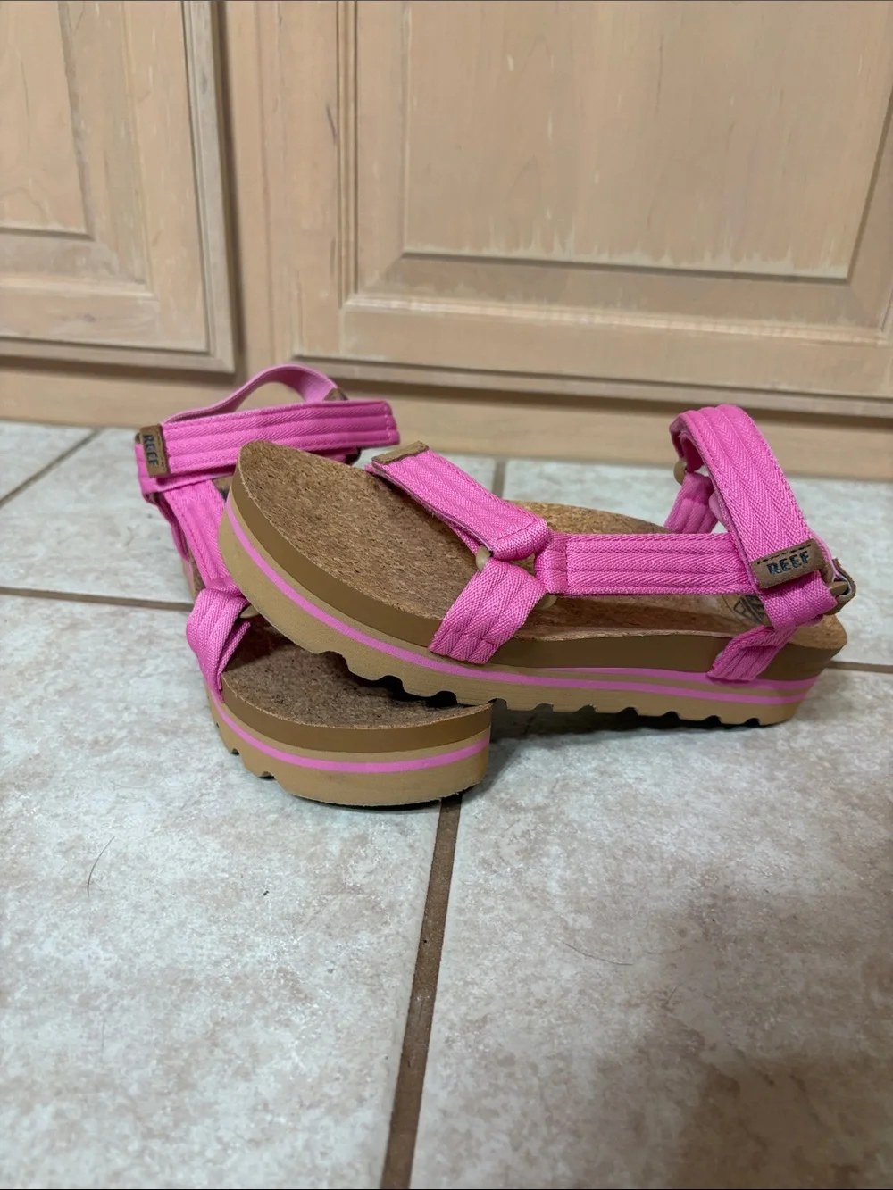 Reef Pink Strap Platform Sandals - Picture 2 of 5